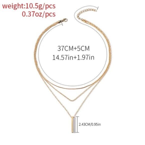 14K Gold filled pendant bar lariat necklace - Picture 3 of 5